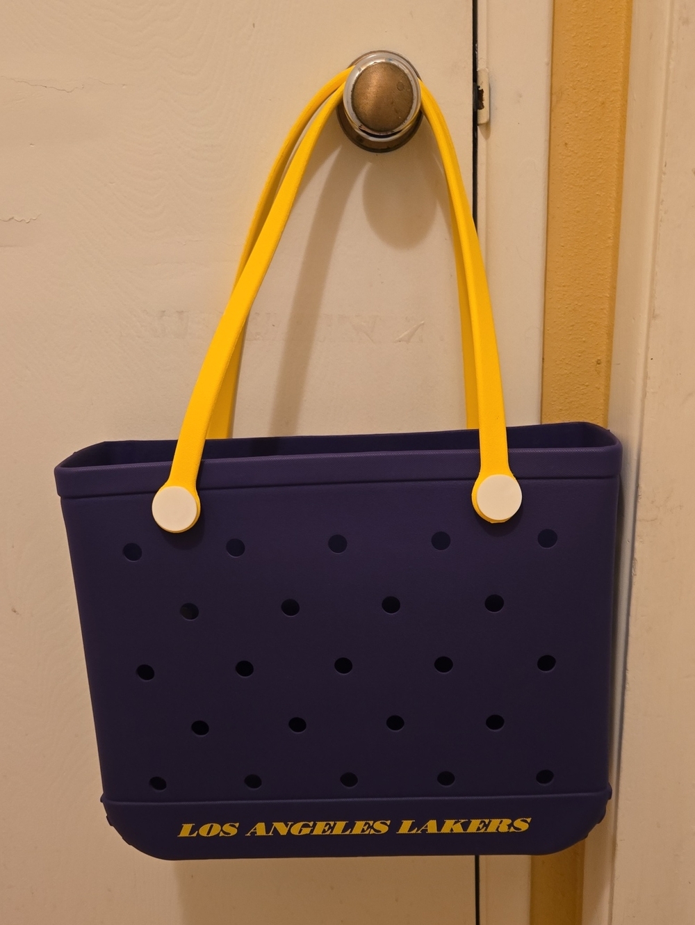 L.A. Lakers Purple Tote with Gold Handles. NWOT.